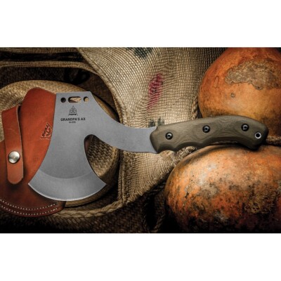 TOPS Grandpas Axe 5.13'' Tumbled Finish 1095HC Steel Head Canvas Micarta Handle