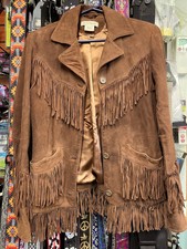 Stetson Lamb Leather Suede Fringe Jacket, Brown, Women’s Small