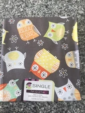 Baby Owl Maize Hearts Flowers Creative Cuts 18" x 21" Fat Qtr Quilt 100% Cotton