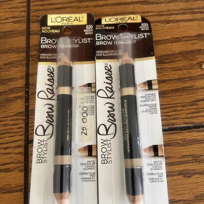3 L'Oréal Paris Brow Stylist Raiser Duo Pencil Highlighter 620 Medium Crayon