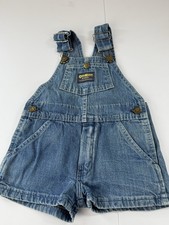 Vintage OshKosh Overalls Kids 4 Blue Denim Jean Bib Shorts USA Made 90s Vestbak