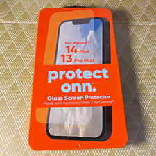 onn. Clear Glass Screen Protector Anti-Smudge for iPhone 14 Plus/13 Pro Max
