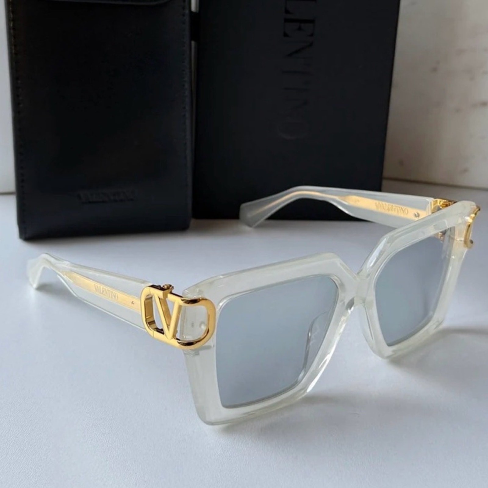  New! Valentino White and Gold Sunglasses, V UNO VLS 107C, Authentic thumbnail 11