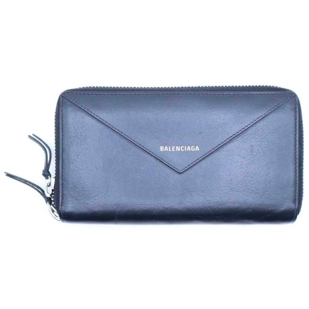 BALENCIAGA Paper Continental Long Wallet Long Wallet Leather Black 381226