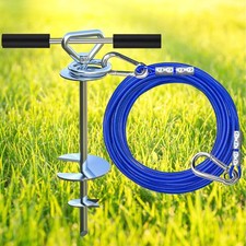 Dog Tie Out Stake with 20ft Swivel Cable for Large Dogs up to 150 lbs - Heavy...