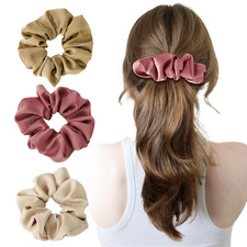 3 Pieces Satin Silk Scrunchies for Hair, Women Girls Hair Elastic Bands Ponytail