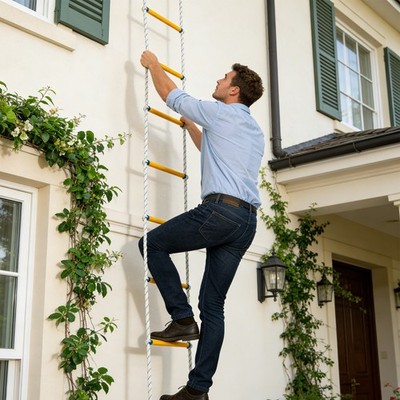 60.1ft Emergency Fire Escape Ladders Flame Resistant Safety Grippy Rope Ladder