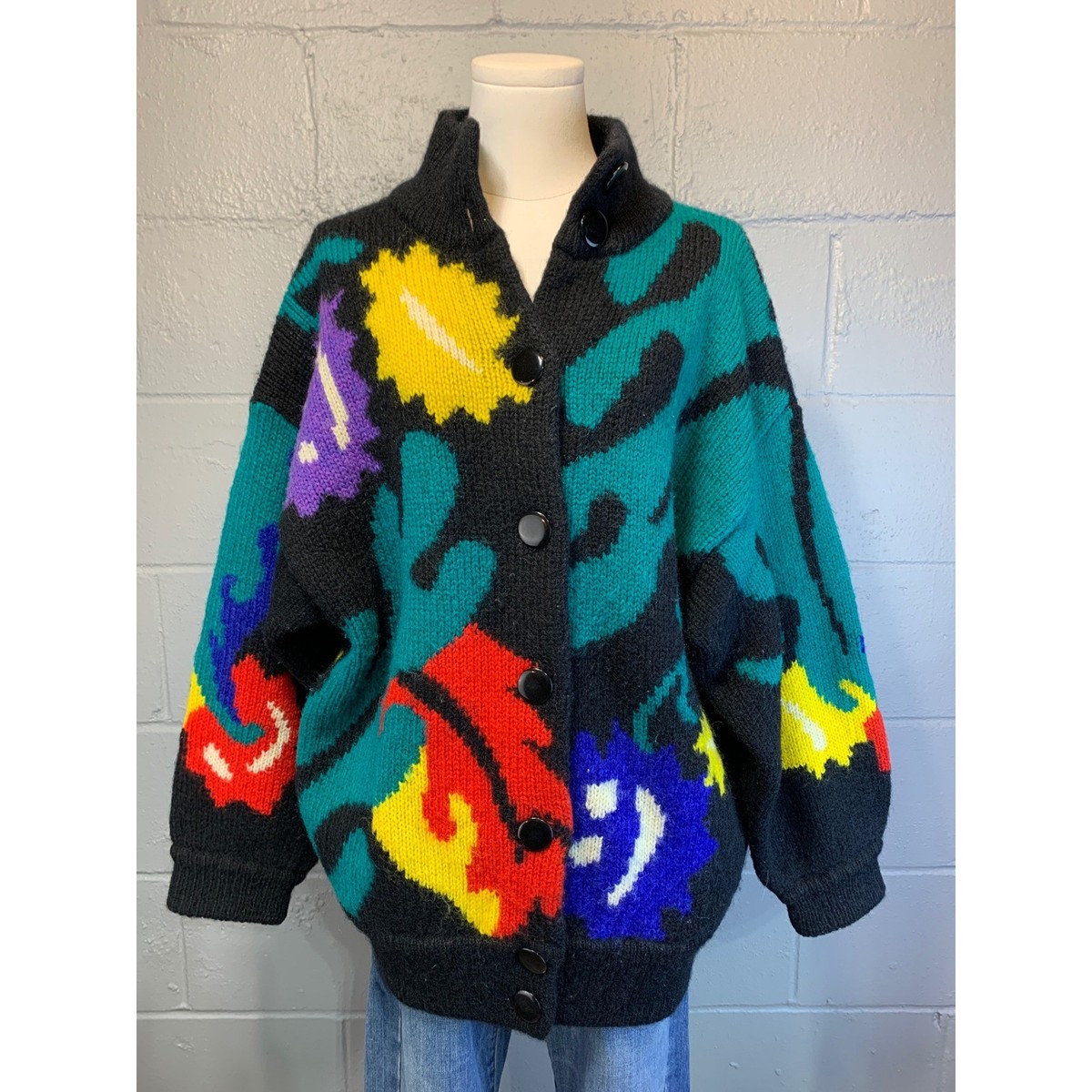 I.B. Diffusion Vintage 80s Abstract Wool Blend Chunky Knit 
