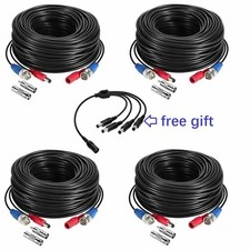 ZOSI 4 Pack 30M 100FT Extension Cable CCTV Camera BNC DC Power Lead 1080P HD