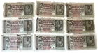 Group Of 9 Nazi Germany 20 Reichsmark Banknotes Circulated