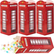 CHENGU 4 Pieces British Party Decorations London Phone Booth Box UK England Cand