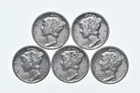 High Grade Lot 1939 1936 1939 1936 1936 Mercury Dime Collection *592