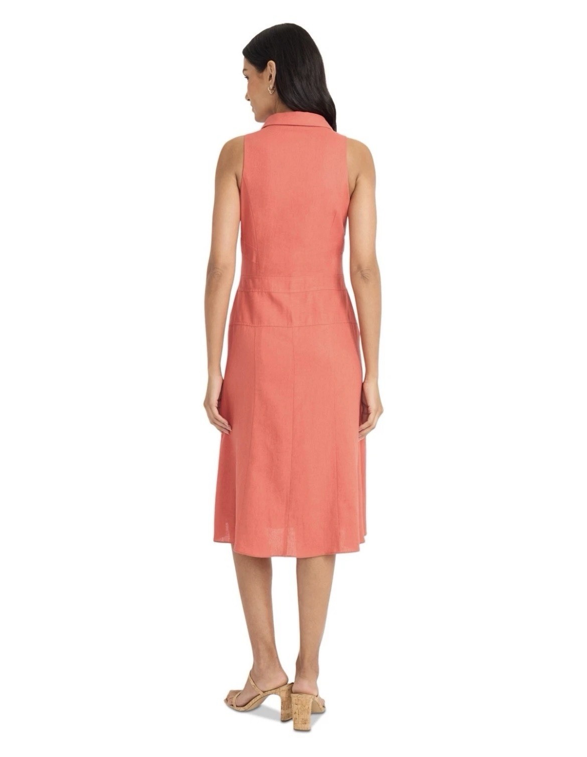 Maggy London Women's Collared Sleeveless Button-Front Dress Mineral Red Size 14 image 2