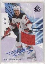 2020-21 Upper Deck SP Game Used Purple Jersey 3/10 Nico Hischier #52 Auto 0zu