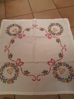 Tischdecke Mitteldecke Weihnachten Baumwolle Handarbeit Kreuzstich