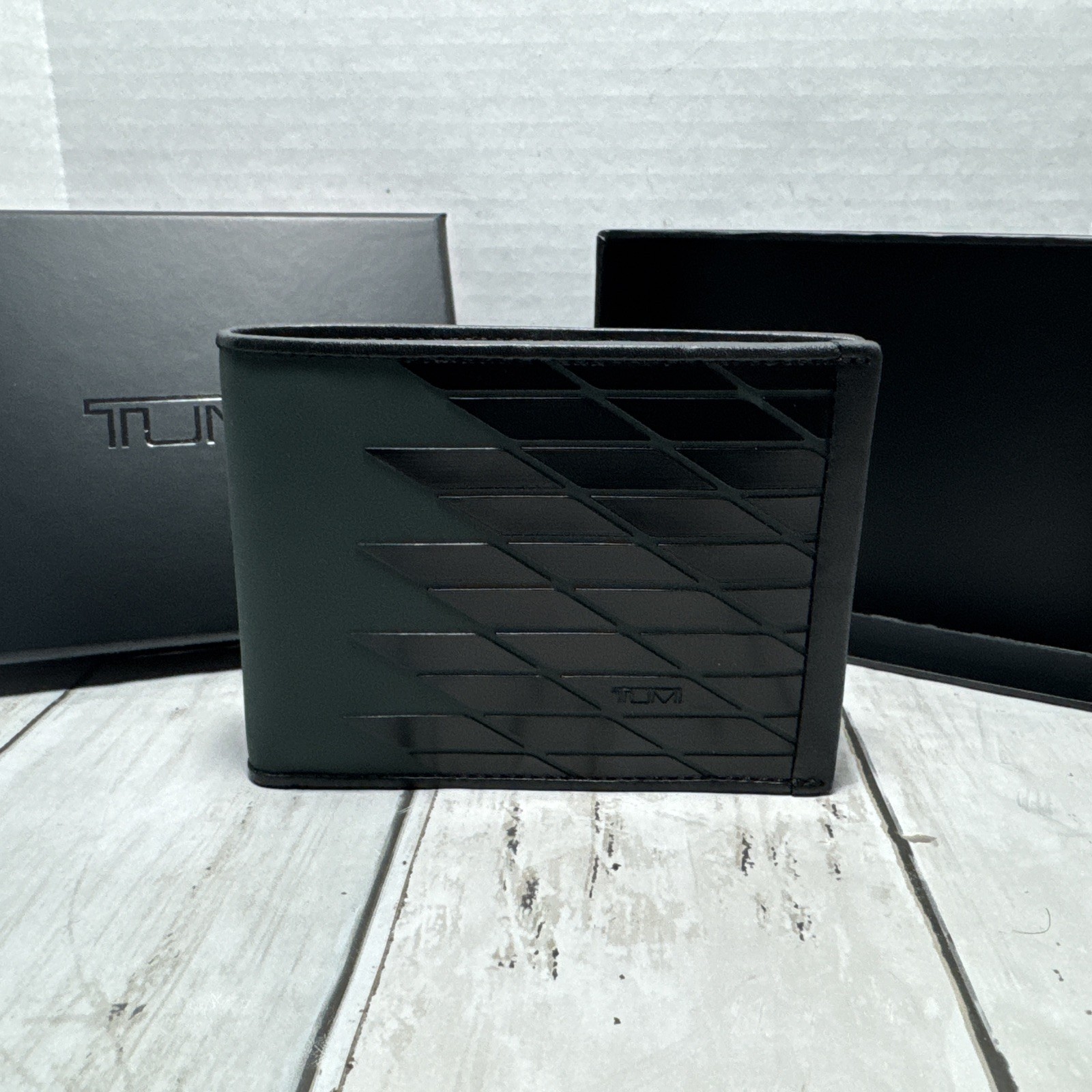 Tumi Alpha Slg Leather Double Billfold WALLET Dark Green image 6