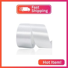 White Satin Ribbon 2 Inch x 25 Yards, White Solid Color Fabric Ribbon for Gift W