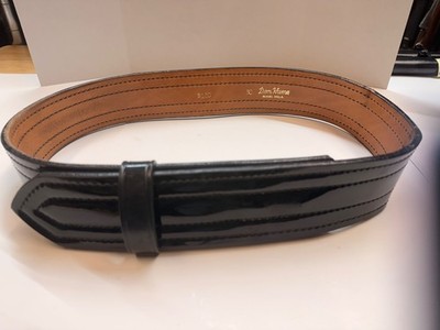 Don Hume B120 Clarino High Gloss Duty Belt Sz-30 Black Leather 4-Row Stitch  (A)
