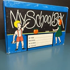 Vintage My School Box - School Supplies/Pencil Box With Pledge BLUE