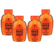 Nature Nate's 100 Pure, Raw Unfiltered Honey, 8 Ounce Pack of 4 , Orange