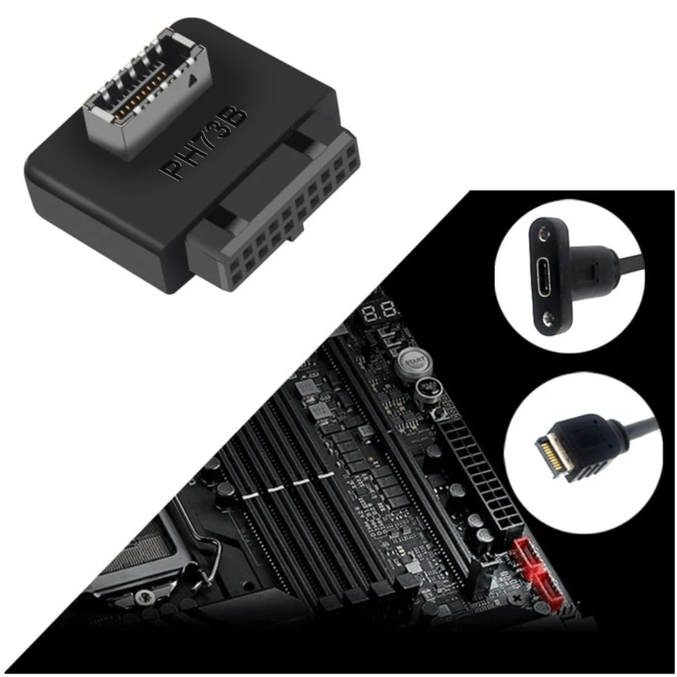 USB 3.2 Gen 1 to USB 3.2 Gen 2 Header Adapter Type-E Key-A to 20 Pin - Image 2 of 4