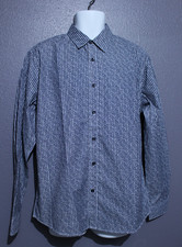 Cultura International Button Up Men s Large Long Sleeve Blue Paisley Strip NWT