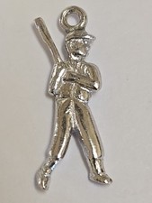 Sterling Silver Baseball Player Charm 3D Pendant VINTAGE