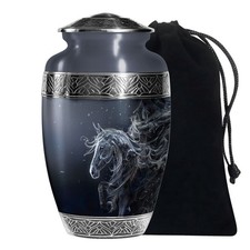 Black Horse Memorial Large Urns For Human Ashes Adult Women 10 Inch