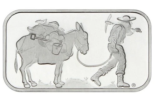 1 oz Silver Bar SilverTowne Troy Ounce .999 Pure SMI Prospector Donkey Burro