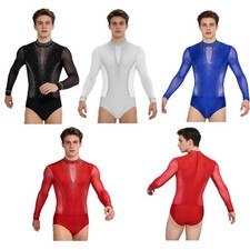 Men Jumpsuit Latin Dance Leotard Performance Bodysuit Samba Dancewear Tango