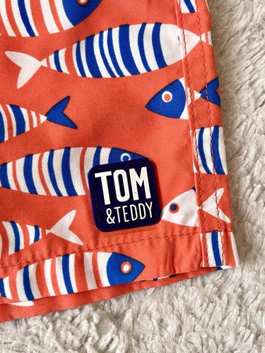 Tom & Teddy Big Boys ( 11/12 ) Swim Shorts Trunks Mesh Liner Sardines Fish - Picture 3 of 9