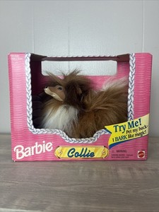 Vintage Mattel's Barbie 1989 Pet Collie Dog turquoise