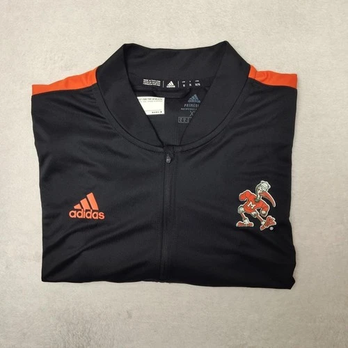 Miami Hurricanes Adidas Pullover Mens XL Black 1/4 Zip Mock Neck Football Logo