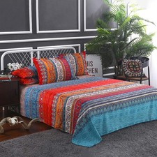 Boho Sheets Set Queen 4 PCS Boho Colorful Tribal Striped Bed Sheets 14" Deep