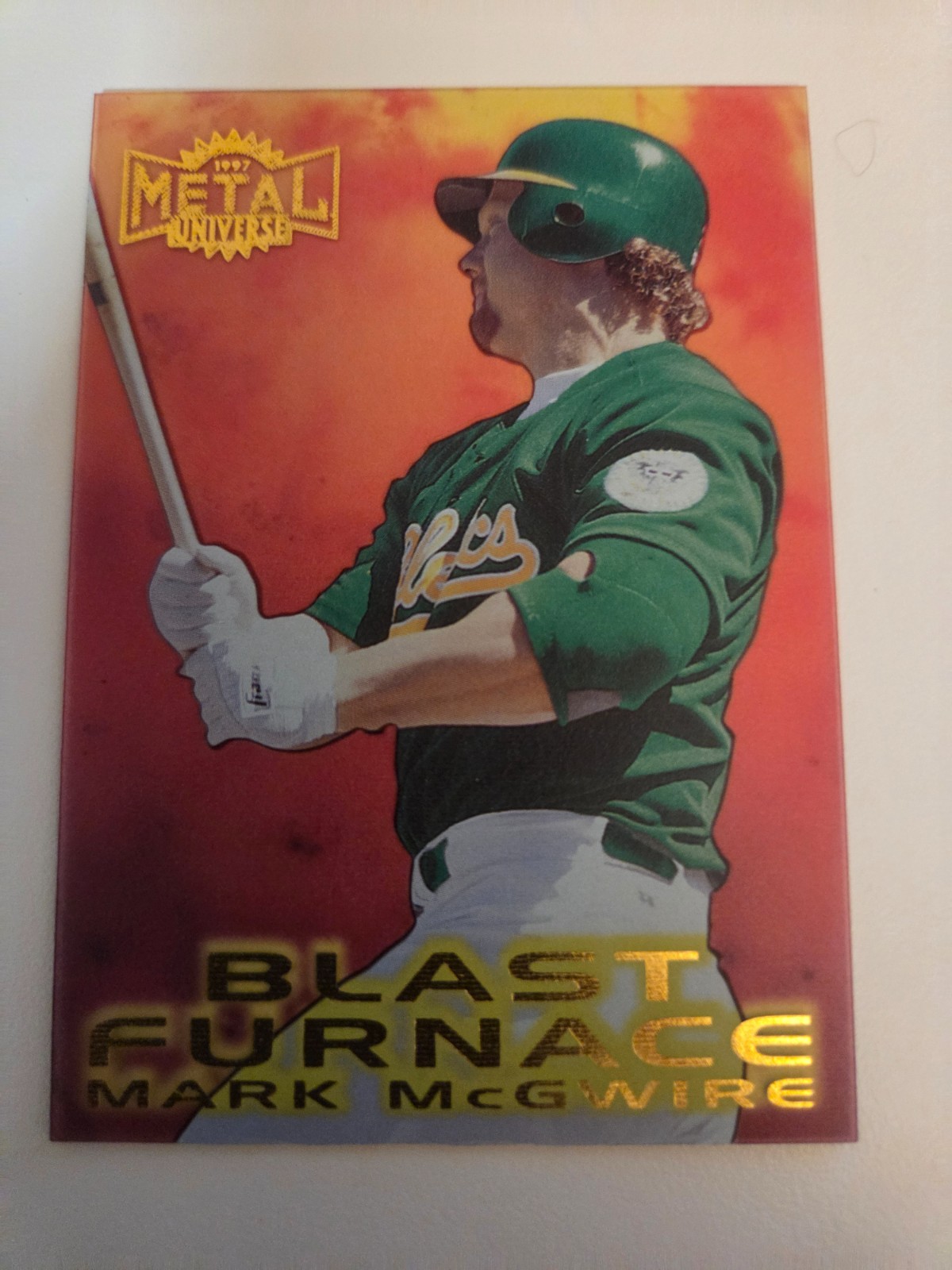 1997 Fleer Metal Universe Blast Furnace - Oakland A's Mark McGwire # 8 of 12