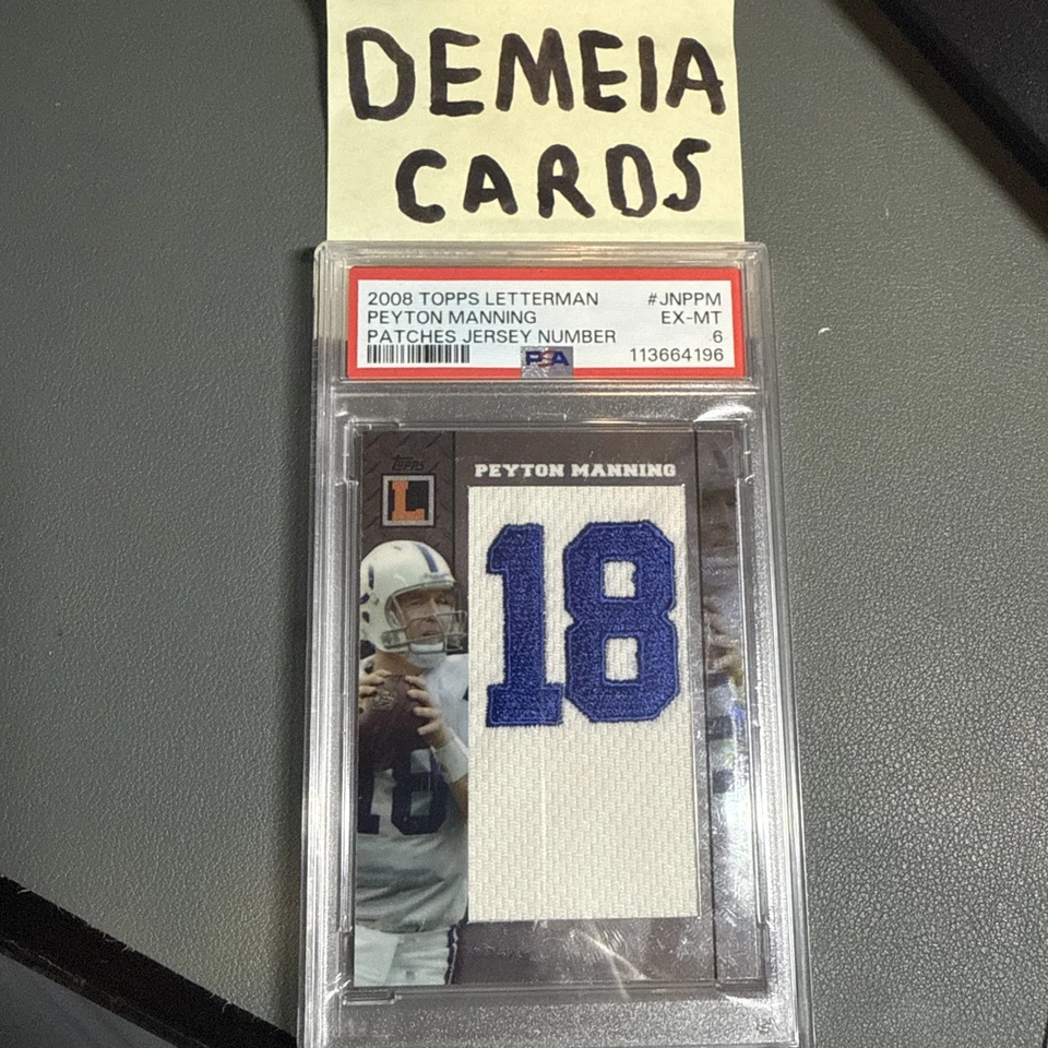 Camiseta deportiva Topps Letterman Peyton Manning 2008 parches número Foto 2 de 3