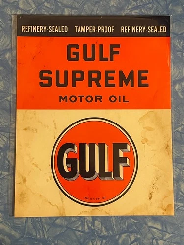 Gulf Supreme Motor Oil Poster PRINT 8.5" x 11" Vintage Ad Sign Gas Quart Gallon