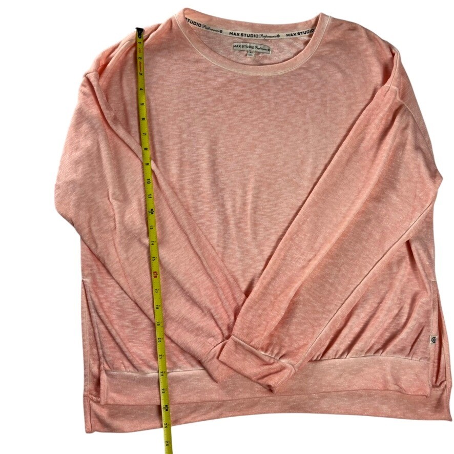 Max Studio Performance Peach Heathered Dolman Sle… - image 5