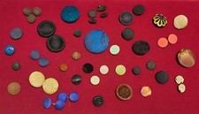 45 Vintage Fabric Covered Buttons - Various Sizes And Colors