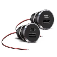 12V USB Outlet All-Aluminum QC 3.0 USB-A & USB-C PD3.0 Dual Small Version*2
