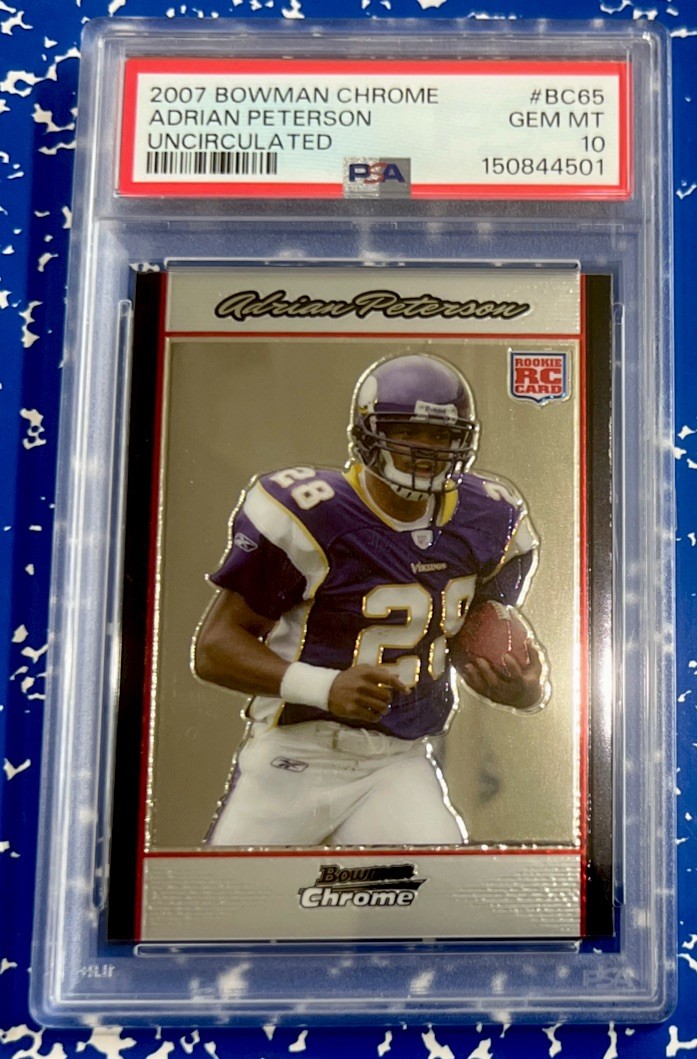 2007 Bowman Chrome Adrian Peterson ROOKIE #BC65 Silver Uncirculated /1079 PSA 10