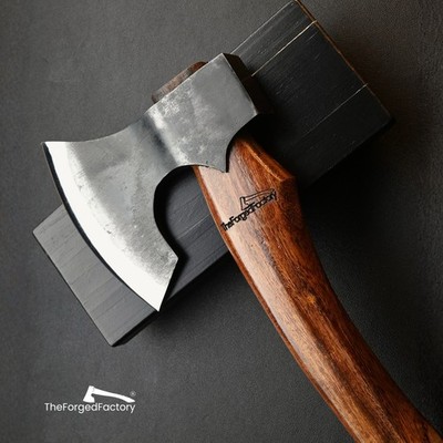 Viking Bushcraft Camping Axe 16'' Carbon Steel Rosewood Handle Leather Sheath New