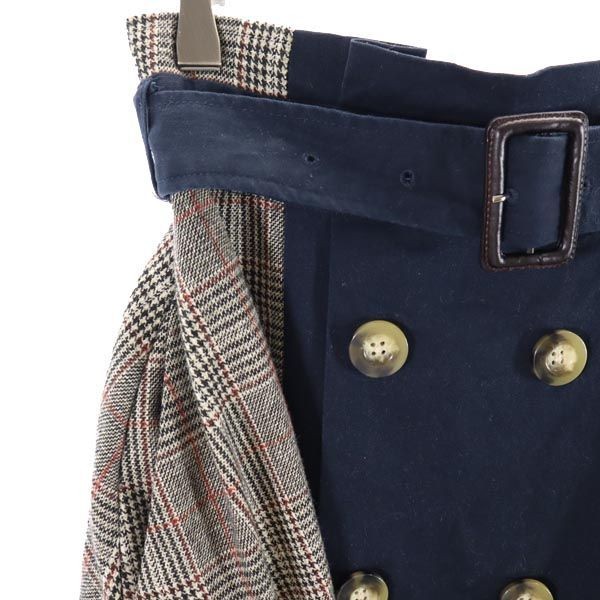 AMERI UNDRESSED Check Pattern Long skirt Gray x n… - image 7