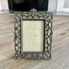 Ornate Rococo Art Noveau Cast Metal Easel Picture Frame 4.5x3.5 Photo Bronze