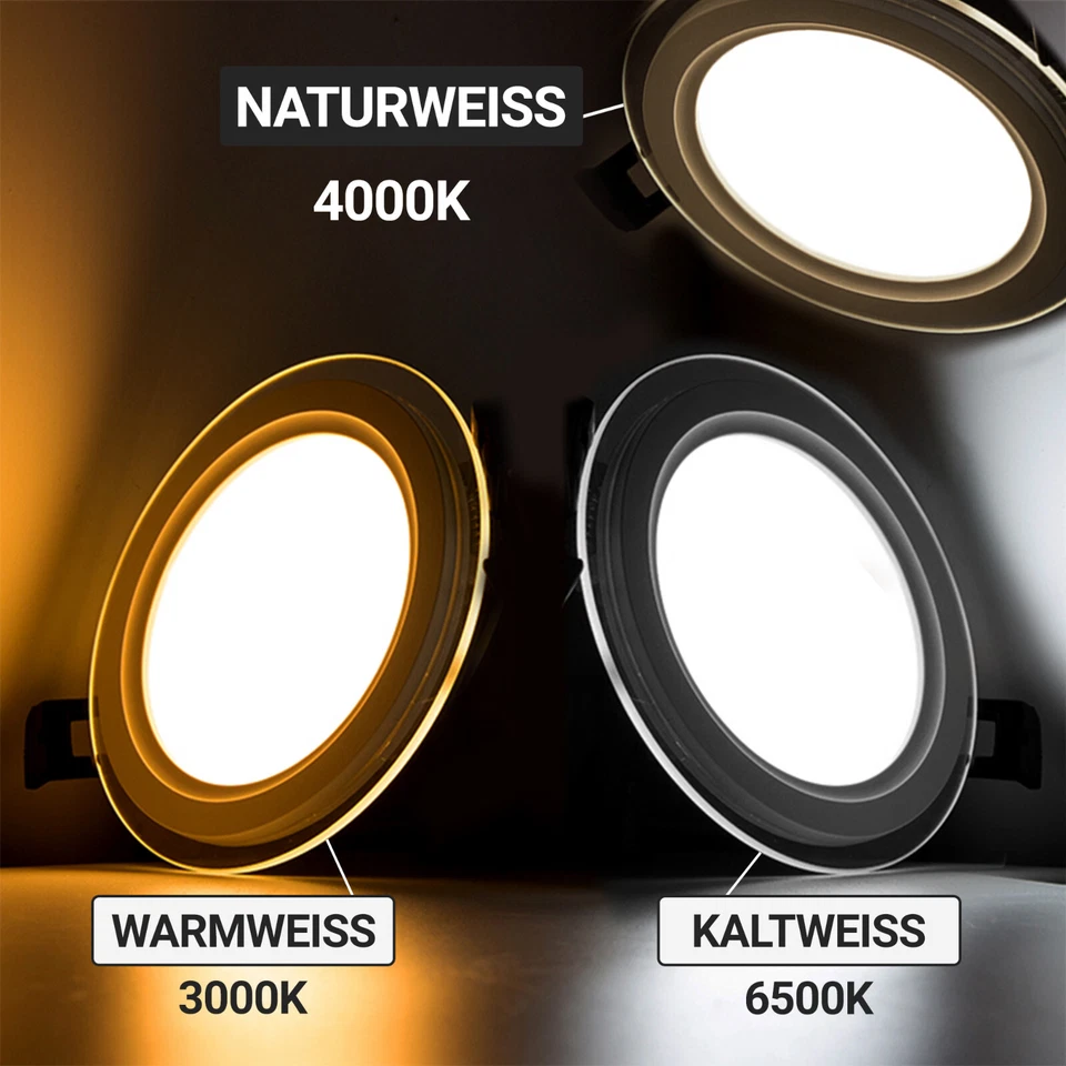 XTRALIGHTS LED Panel Glas Einbaustrahler Deckenleuchte Einbau Beleuchtung Rund - Bild 4 von 4