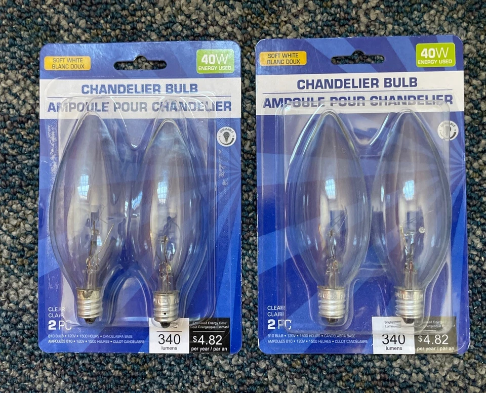 Chandelier Bulbs 2 Pack 40 Wart Soft White Clear NEW - Image 3 of 3