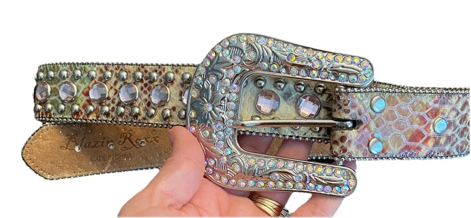 Blazin Roxy Western Studded Genuine Leather Gator Print/ Pink Rhinestones - Image 4 of 4