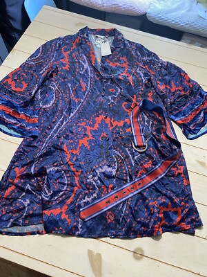 NWT Hermoza Gabriela Belted Dress Blue/Red Womens Size Small $248 MSRP