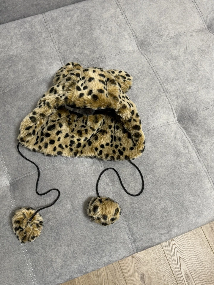 Vintage Leopard Fur Hat Trapper Fuzzy Y2K USA Ushanka Japanese Men’s Women’s - Image 2 of 4