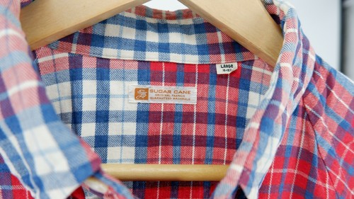 SUGAR CANE union made TOYO red plaid pullover polo shirt large - Picture 7 of 11